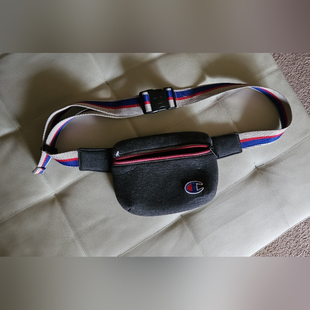 Champion Dark Gray Belt Bag with Red Accent